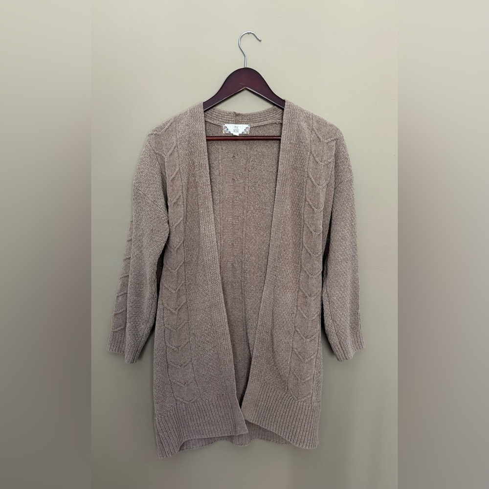 Pink Rose Taupe Open Front Cardigan